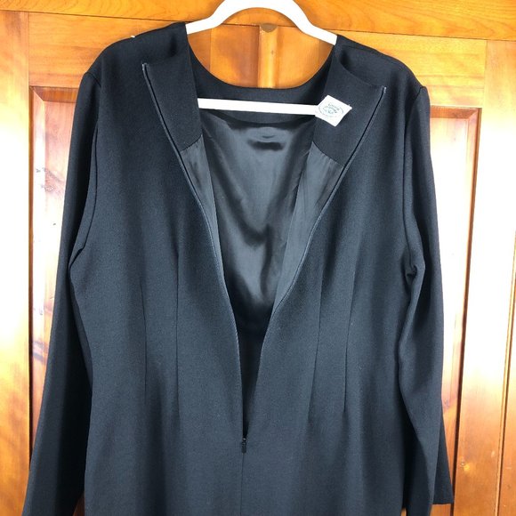 Laura Ashley Vintage Black Wool Sheath Dress Old Money Quiet Luxury Minimalist - Picture 4 of 16